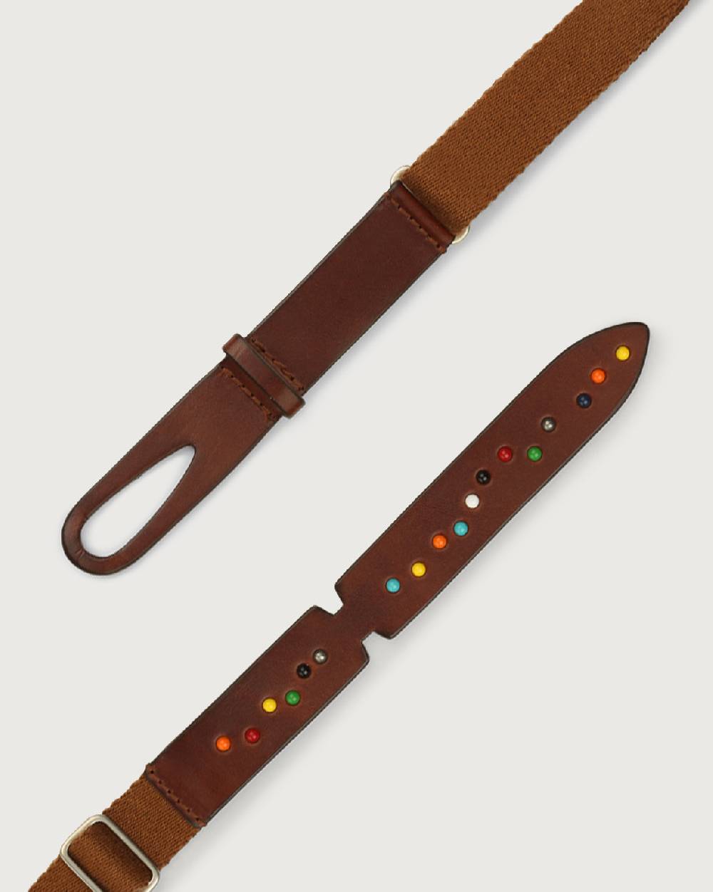 Orciani Cintura Nobuckle Kids Point Color In Cuoio E Tessuto Con Micro-borchie