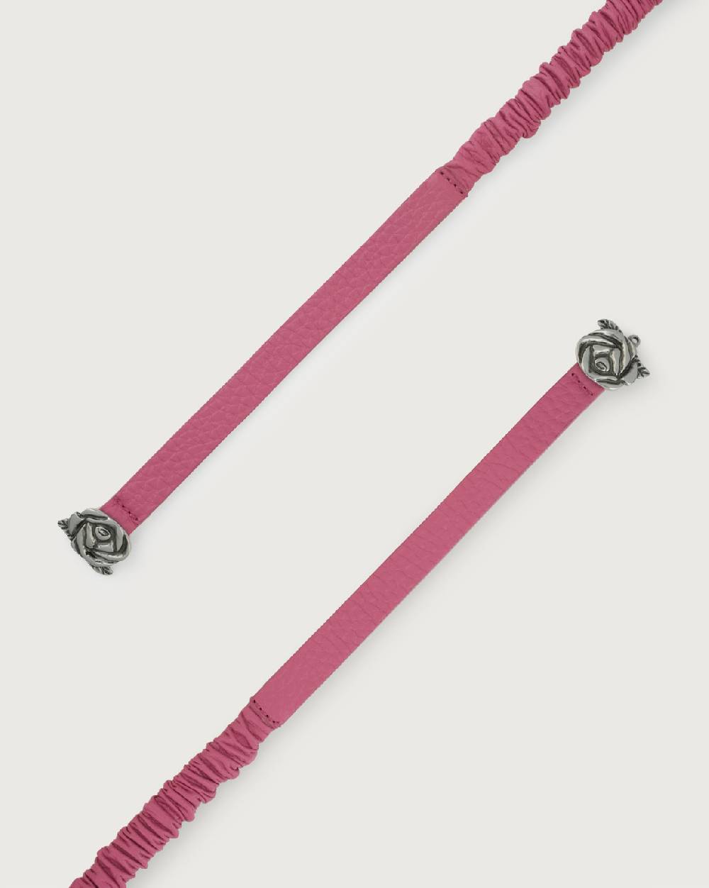 Orciani Cintura Soft In Pelle Elasticizzata Con Fibba Ad Incastro Motivo Rose 1,5 Cm