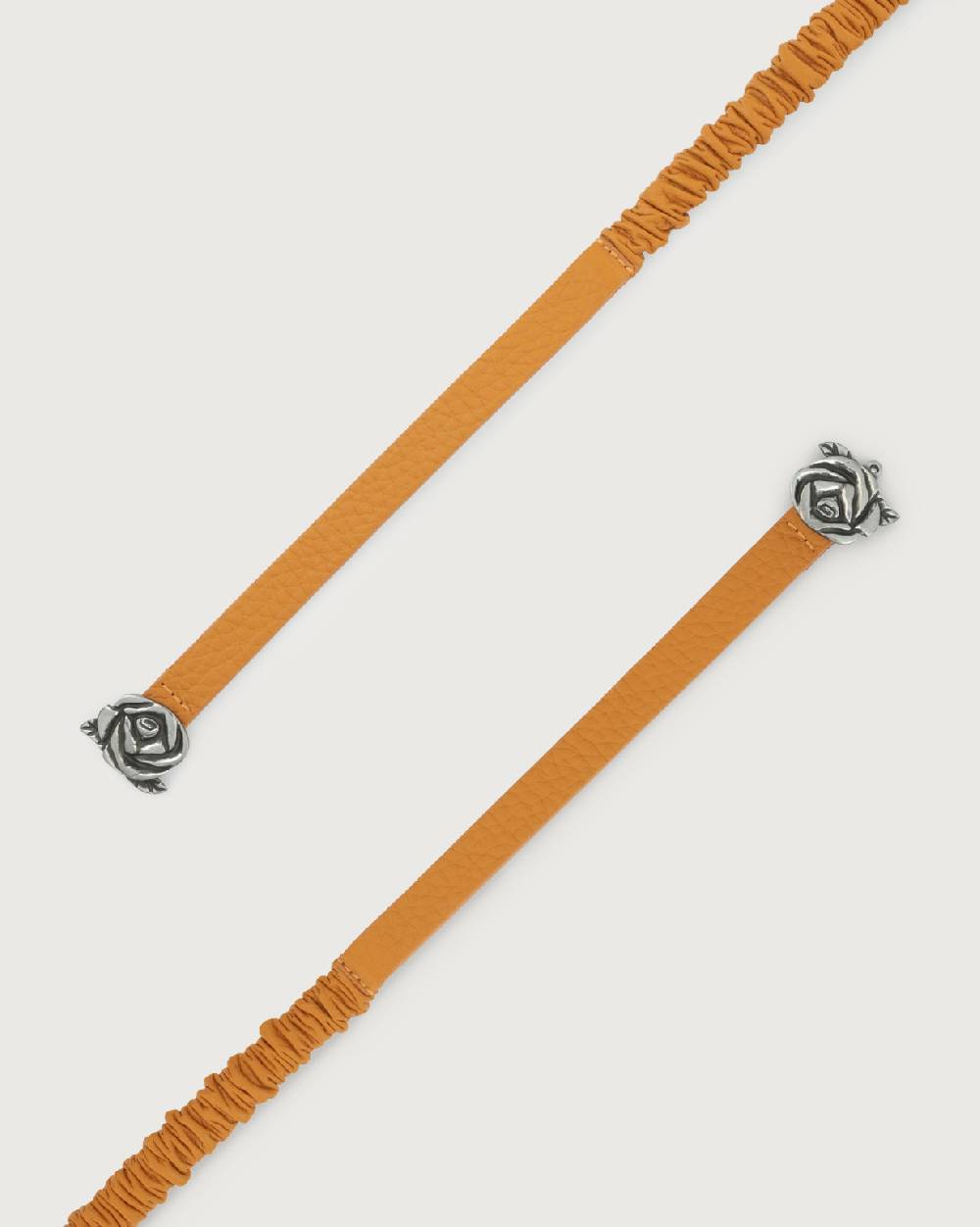 Orciani Cintura Soft In Pelle Elasticizzata Con Fibba Ad Incastro Motivo Rose 1,5 Cm