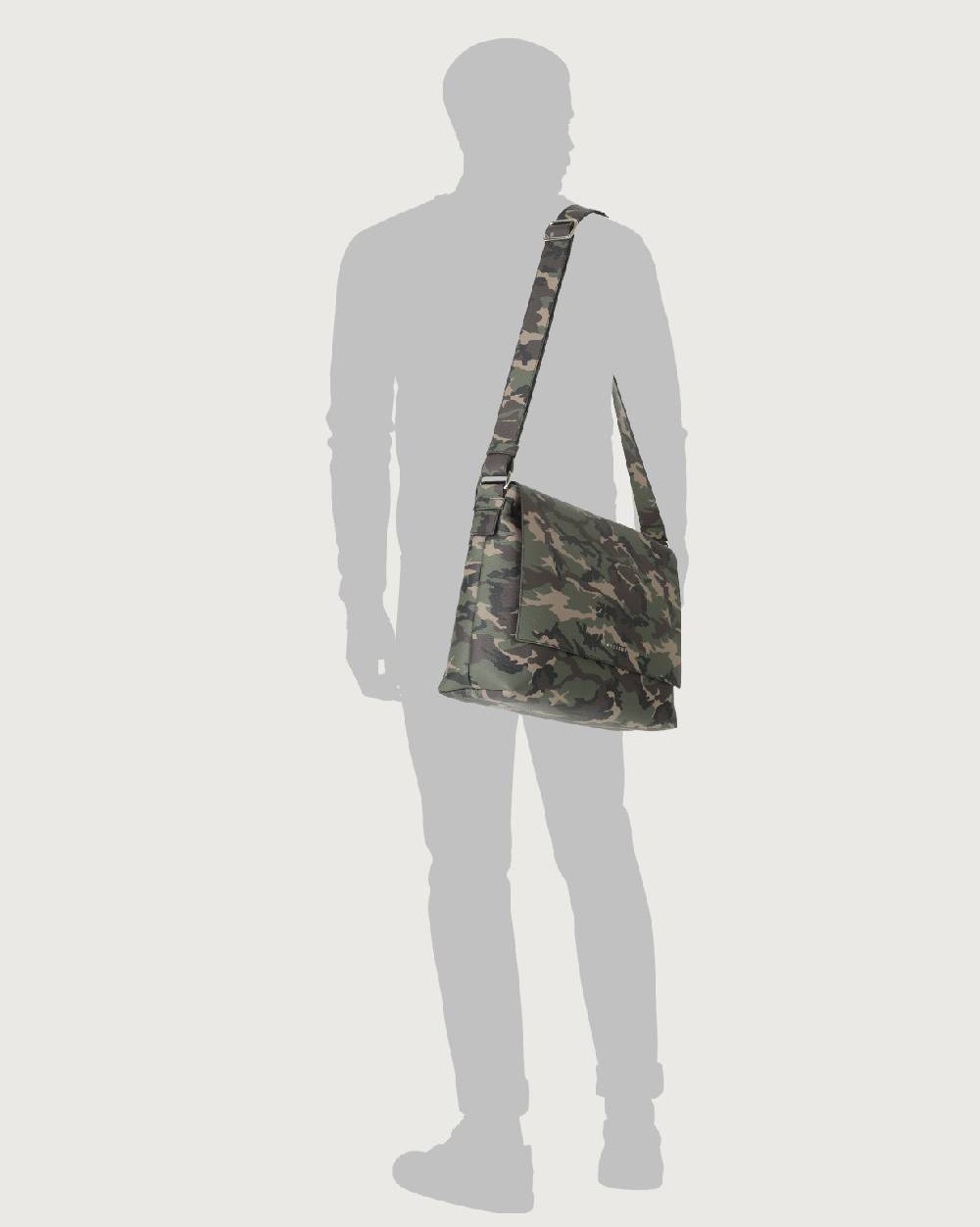 Orciani Borsa Messenger Camouflage In Pelle