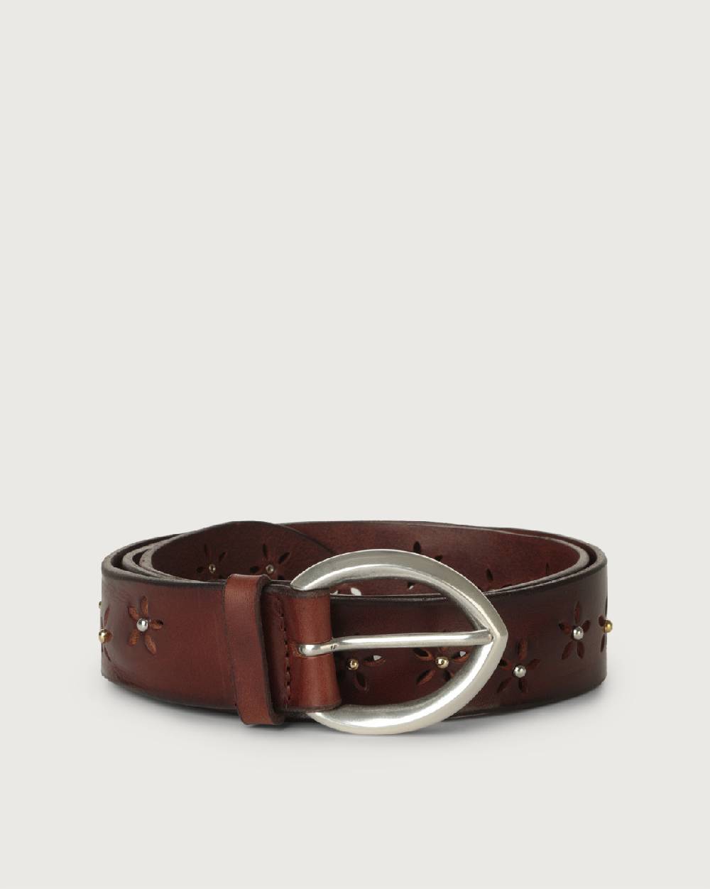 Orciani Cintura Bull Soft A in cuoio con borchie