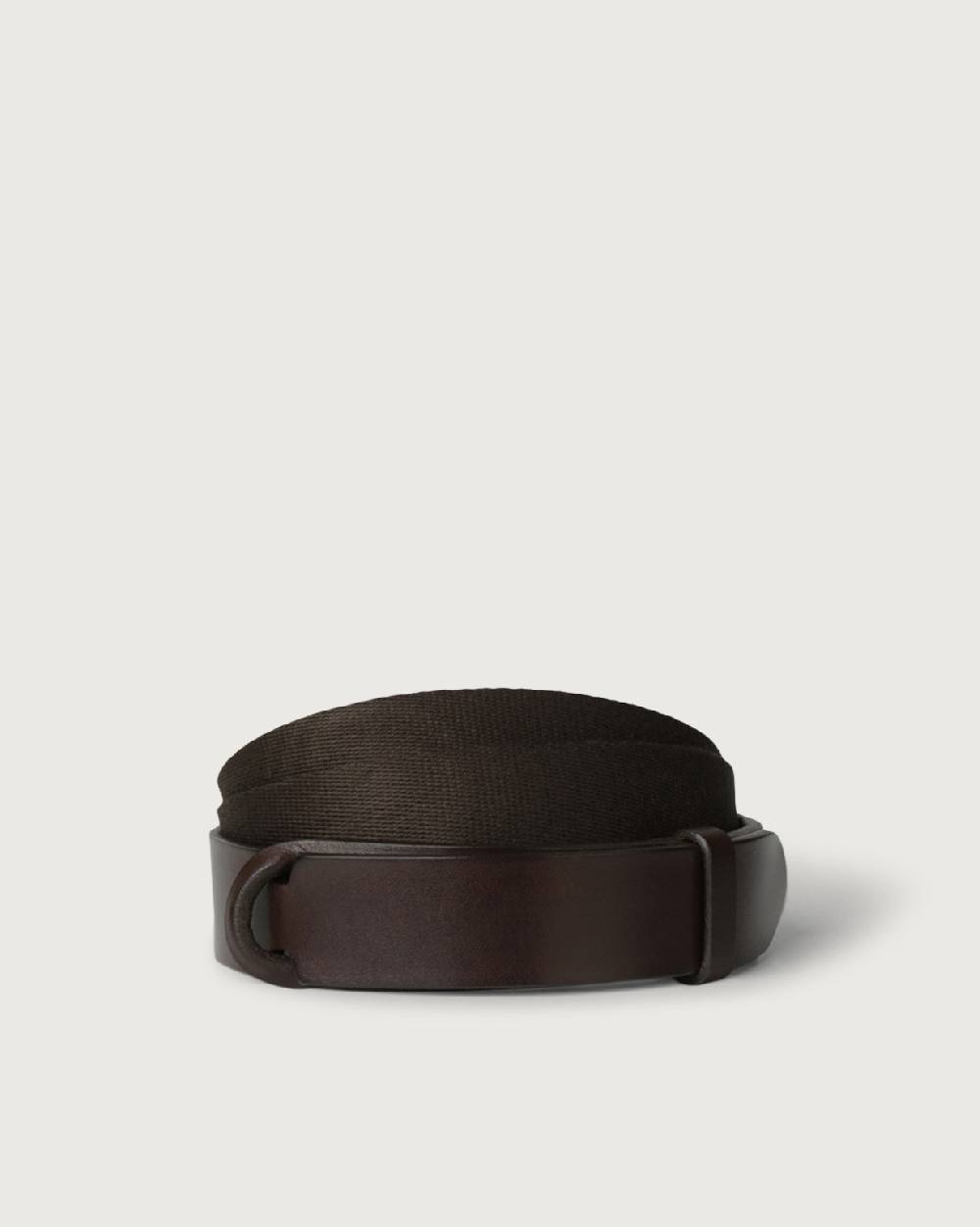 Orciani Cintura Nobuckle Bull in cuoio e tessuto