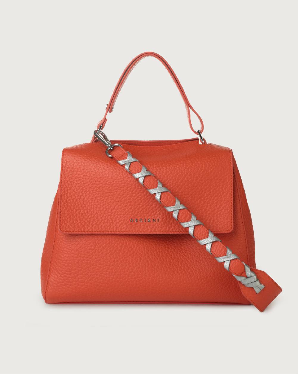 Orciani Tracolla Soft In Pelle Con Intreccio
