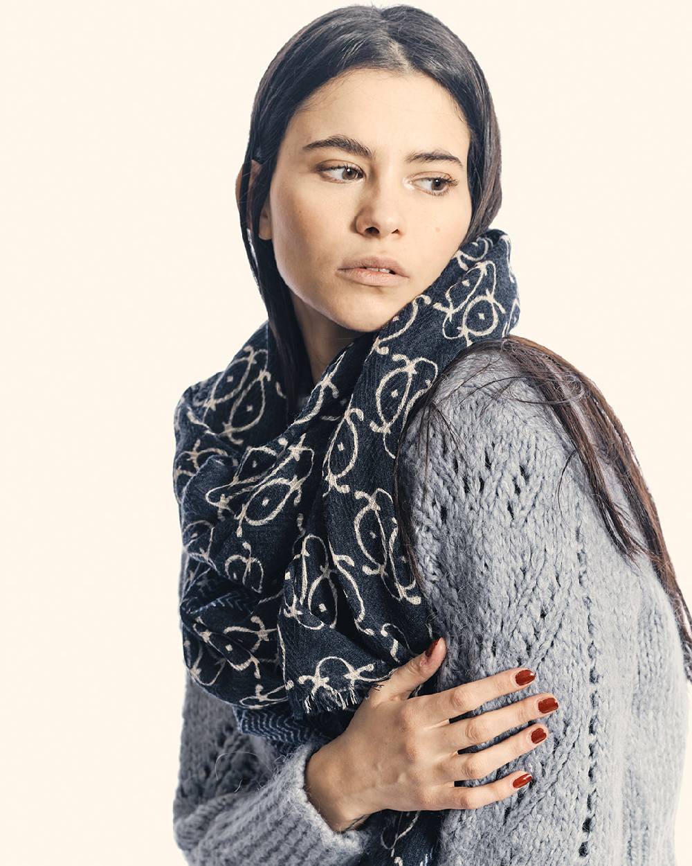 Ordi.to Accessori BUDAPEST BLU - Sciarpa Unisex in lana