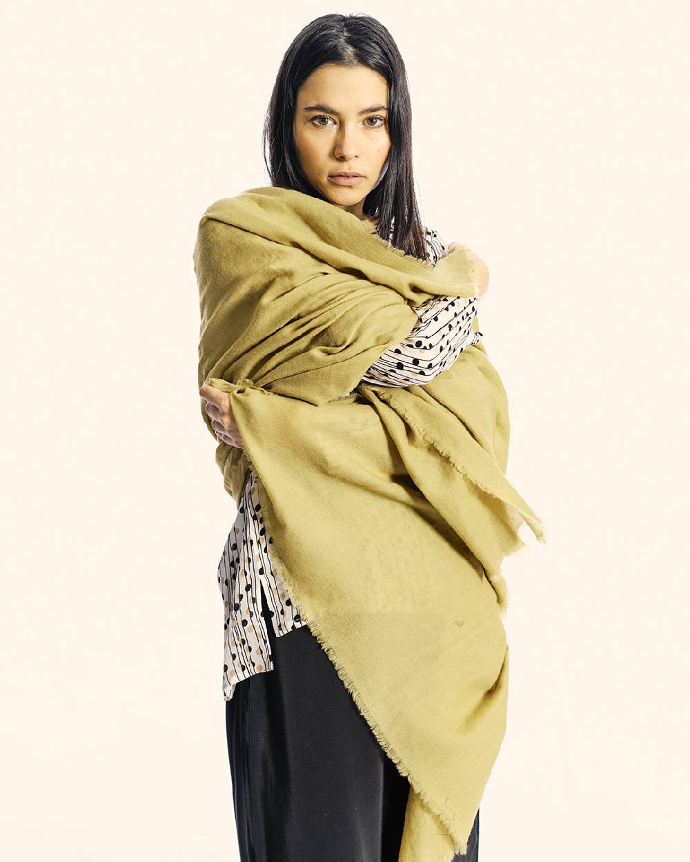 Ordi.to Accessori EARTH OLIO - Sciarpa tinta unita Lana