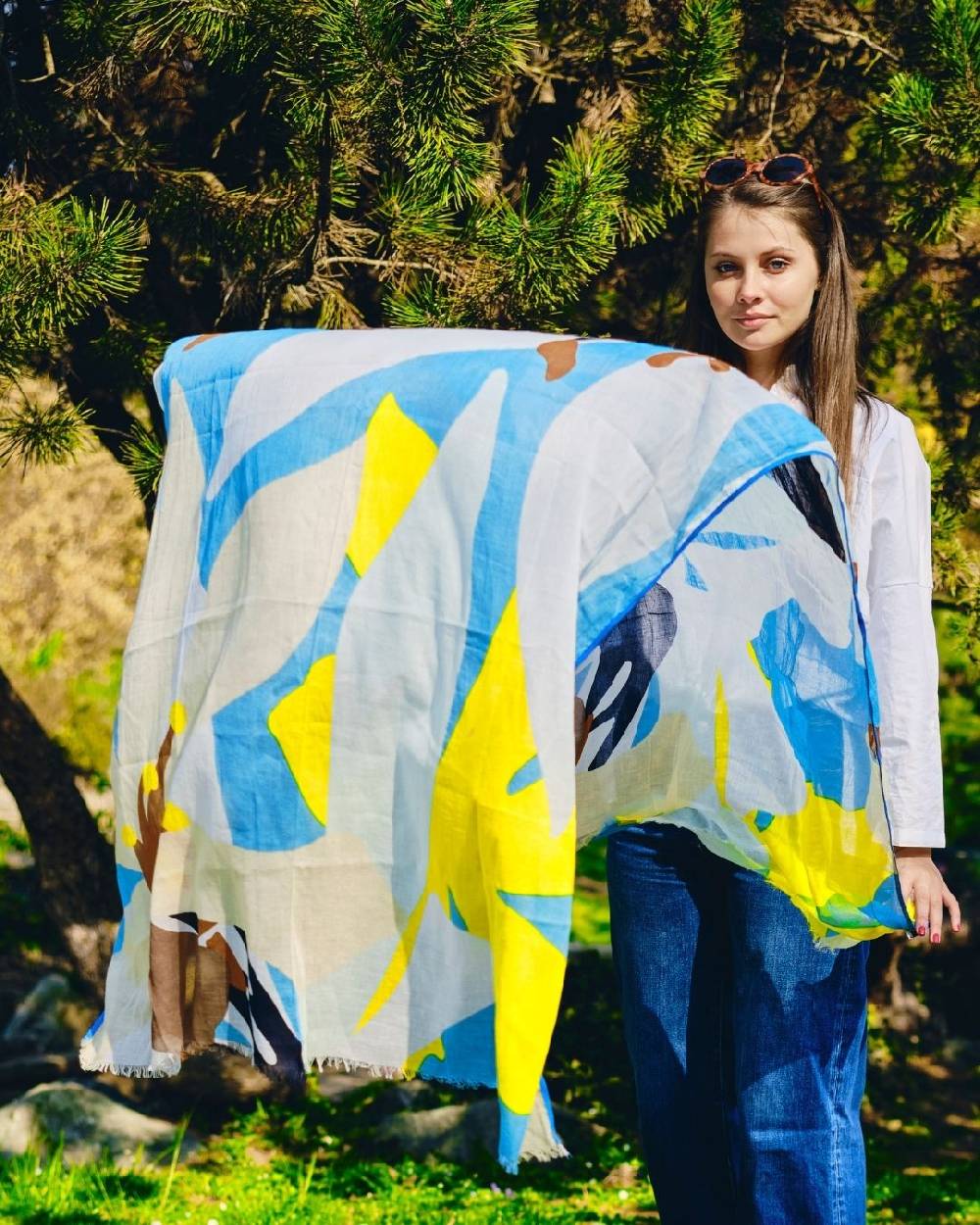 Ordi.to Accessori FIORDALISO AZZURRA - SCIARPA IN COTONE