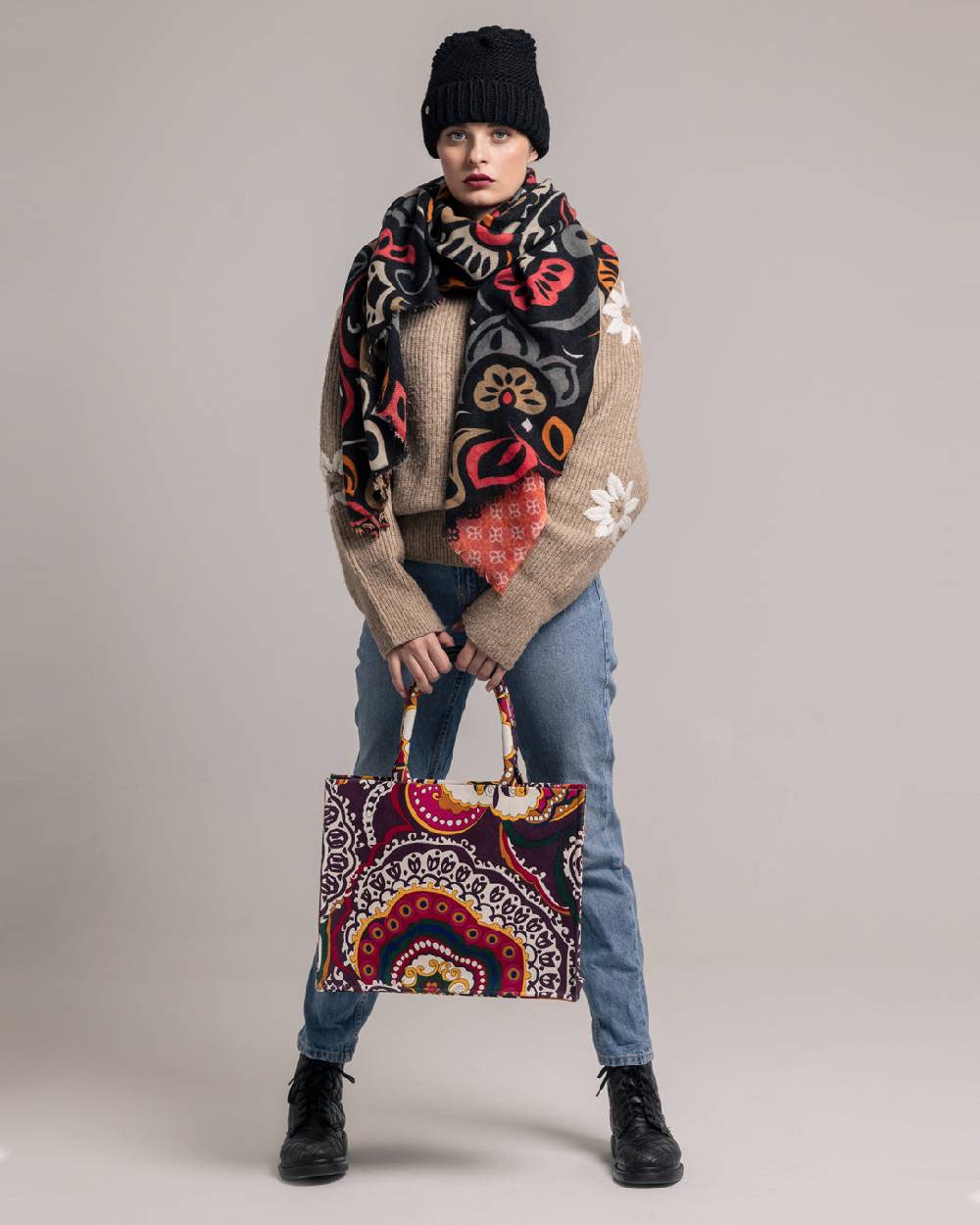 Ordi.to Accessori GAUGUIN NERA - Sciarpa in lana