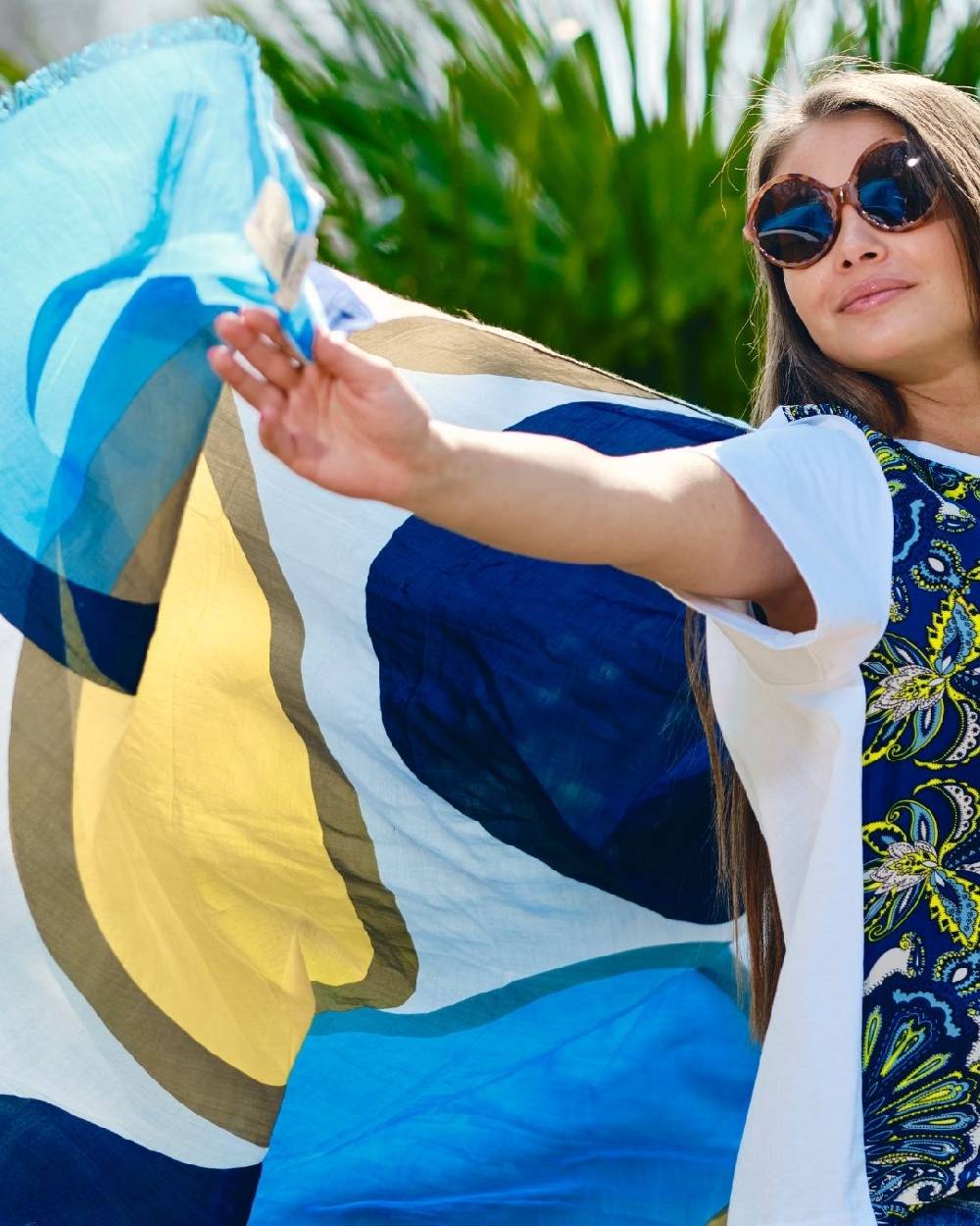 Ordi.to Accessori ORTENSIA AZZURRA - SCIARPA IN SETA/ COTONE