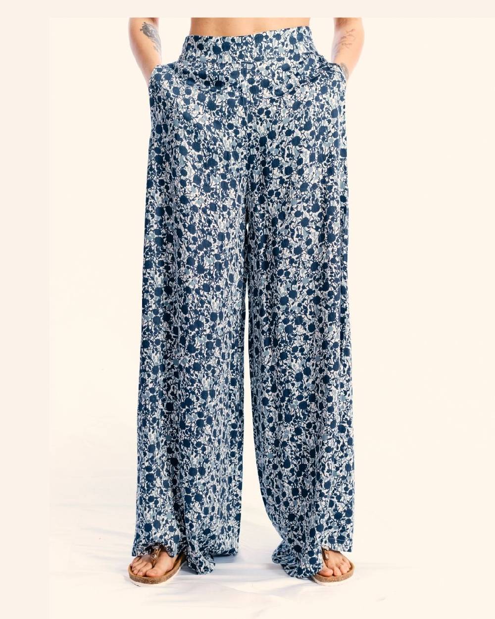 Ordi.to Accessori PANTALONE MATILDE - STAMPA AZALEA BLU