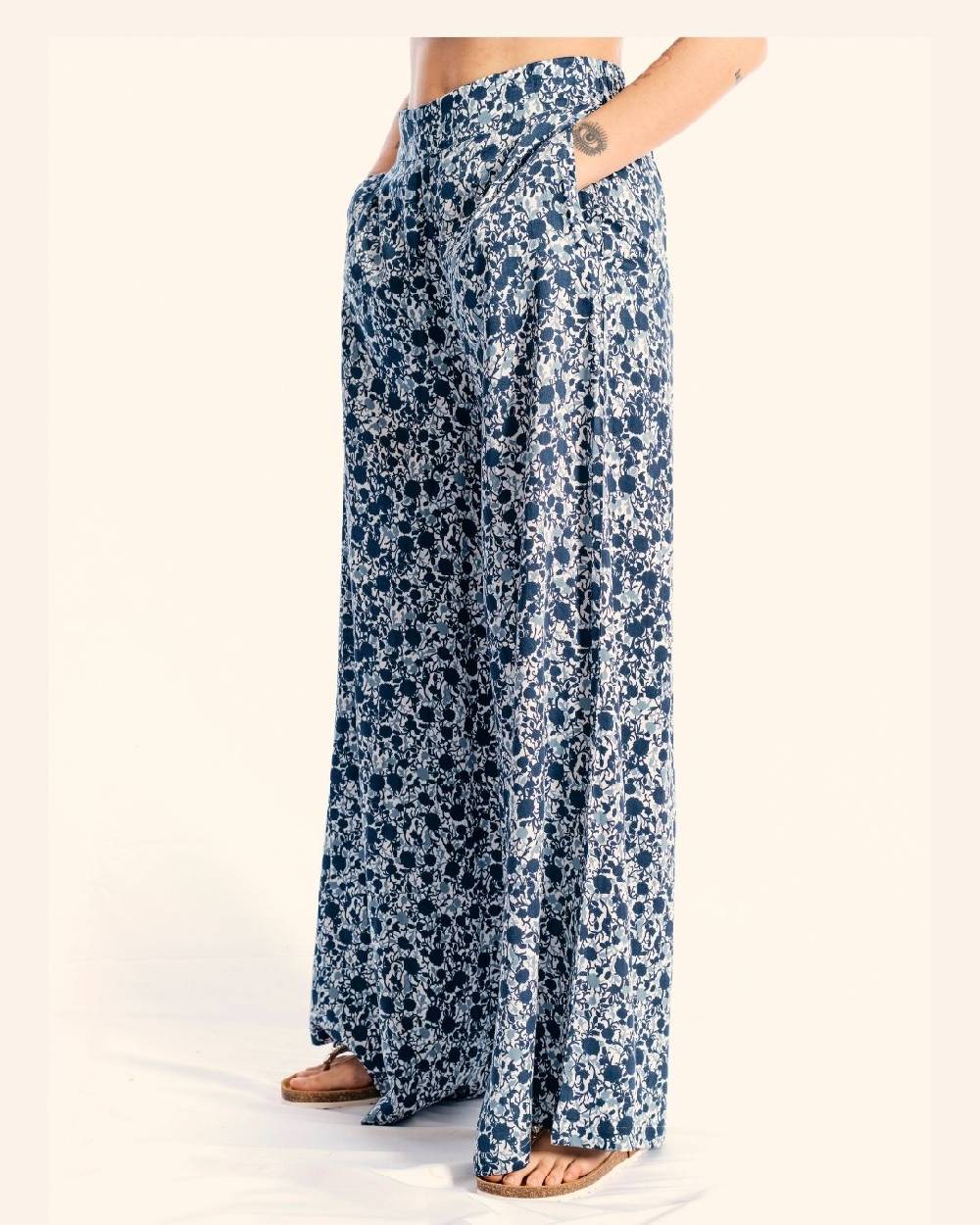 Ordi.to Accessori PANTALONE MATILDE - STAMPA AZALEA BLU