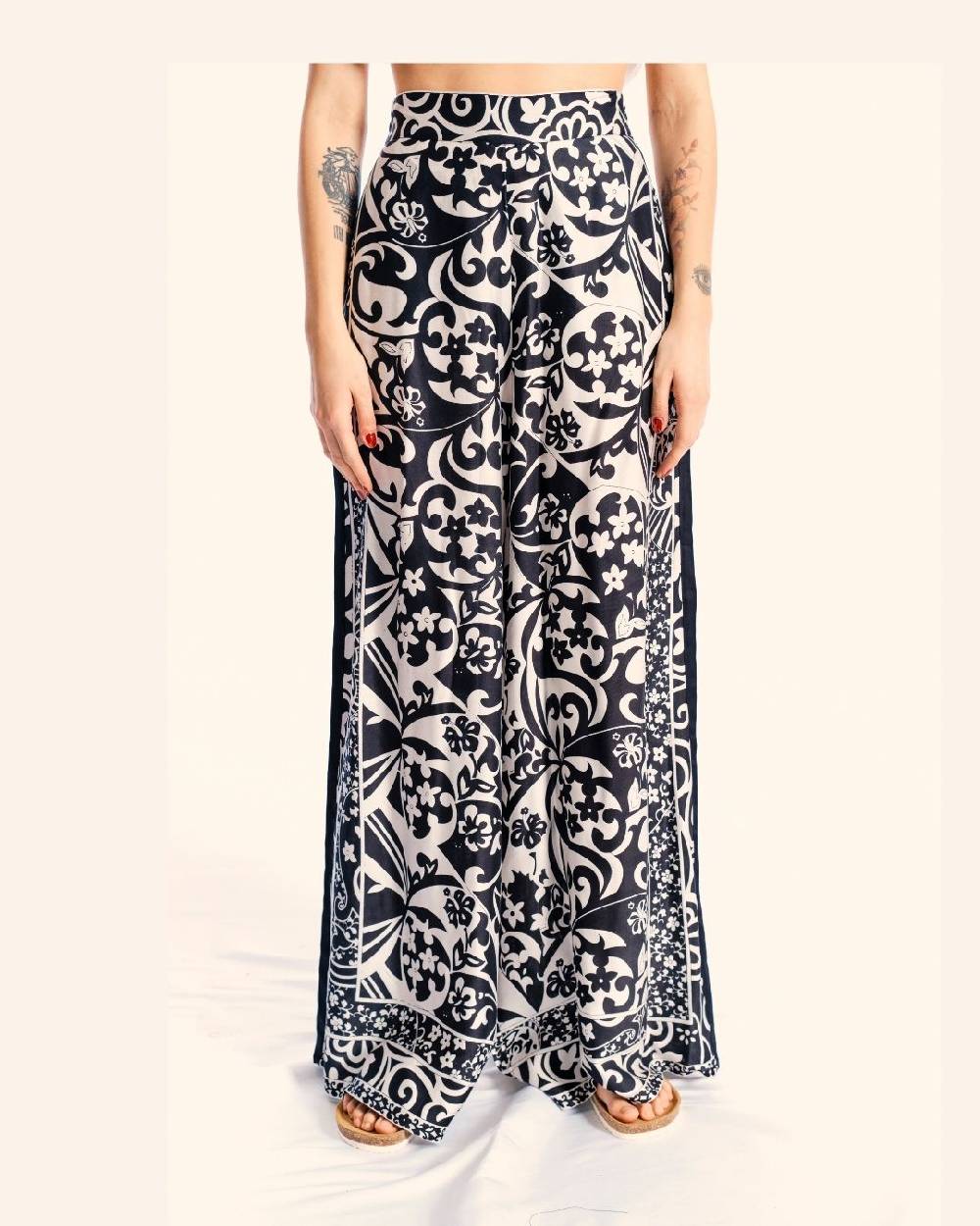 Ordi.to Accessori PANTALONE MATILDE - STAMPA BIANCO/NERA