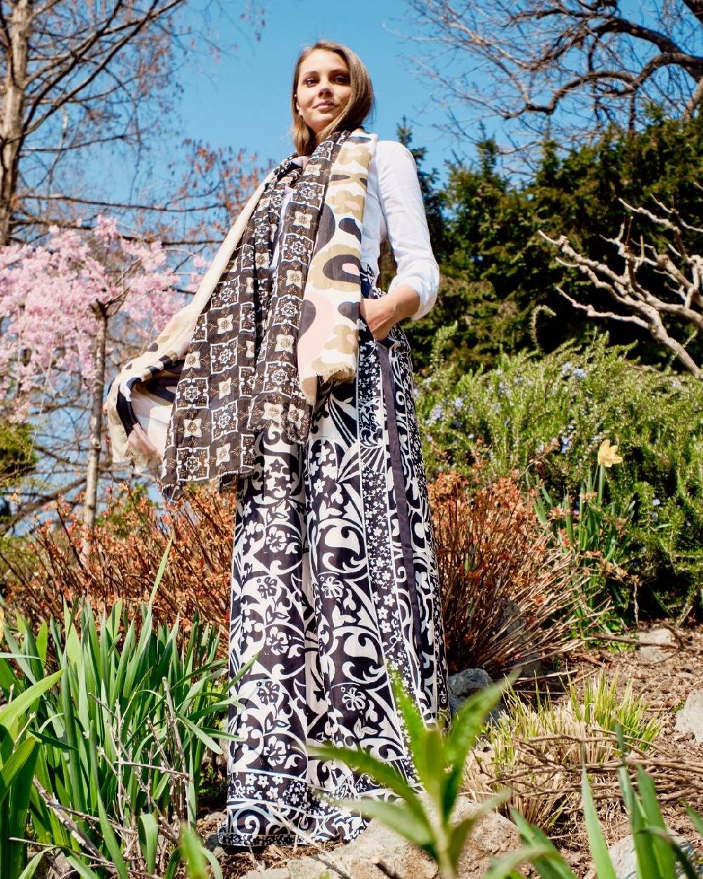 Ordi.to Accessori PANTALONE MATILDE - STAMPA BIANCO/NERA