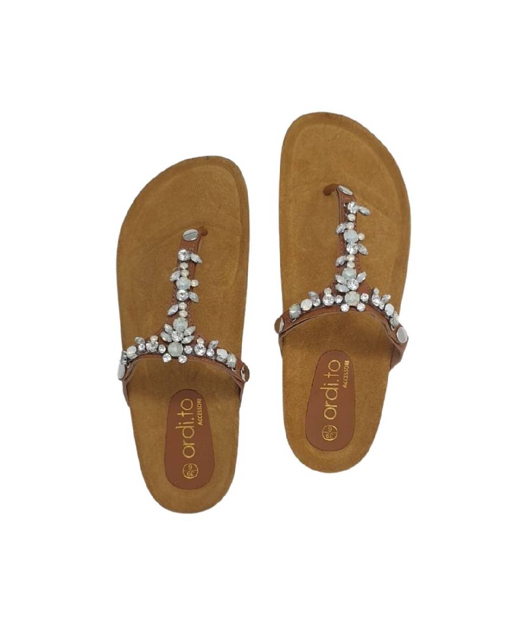 Ordi.to Accessori PANTELLERIA - Infradito Con Plantare E Ricamo Cristalli