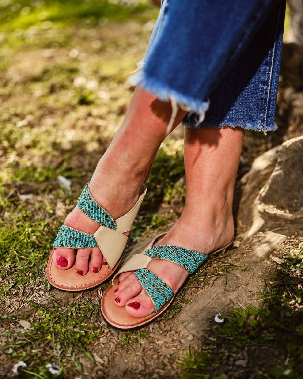 Ordi.to Accessori SALINA - ciabattina con ricamo perline