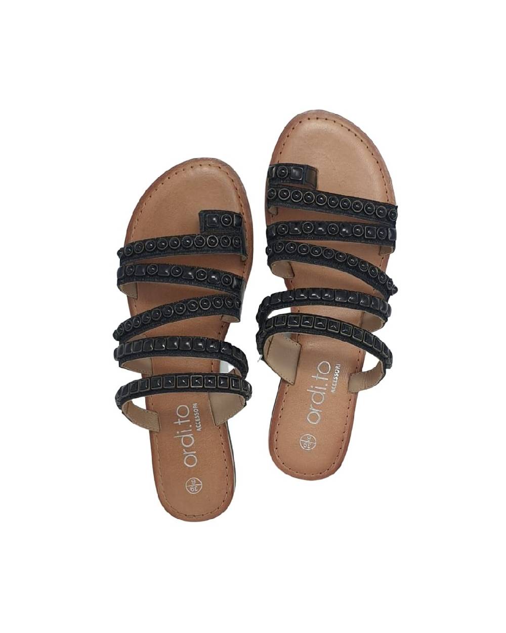 Ordi.to Accessori SANTORINI- Sandalo Con Ricamo Pietre