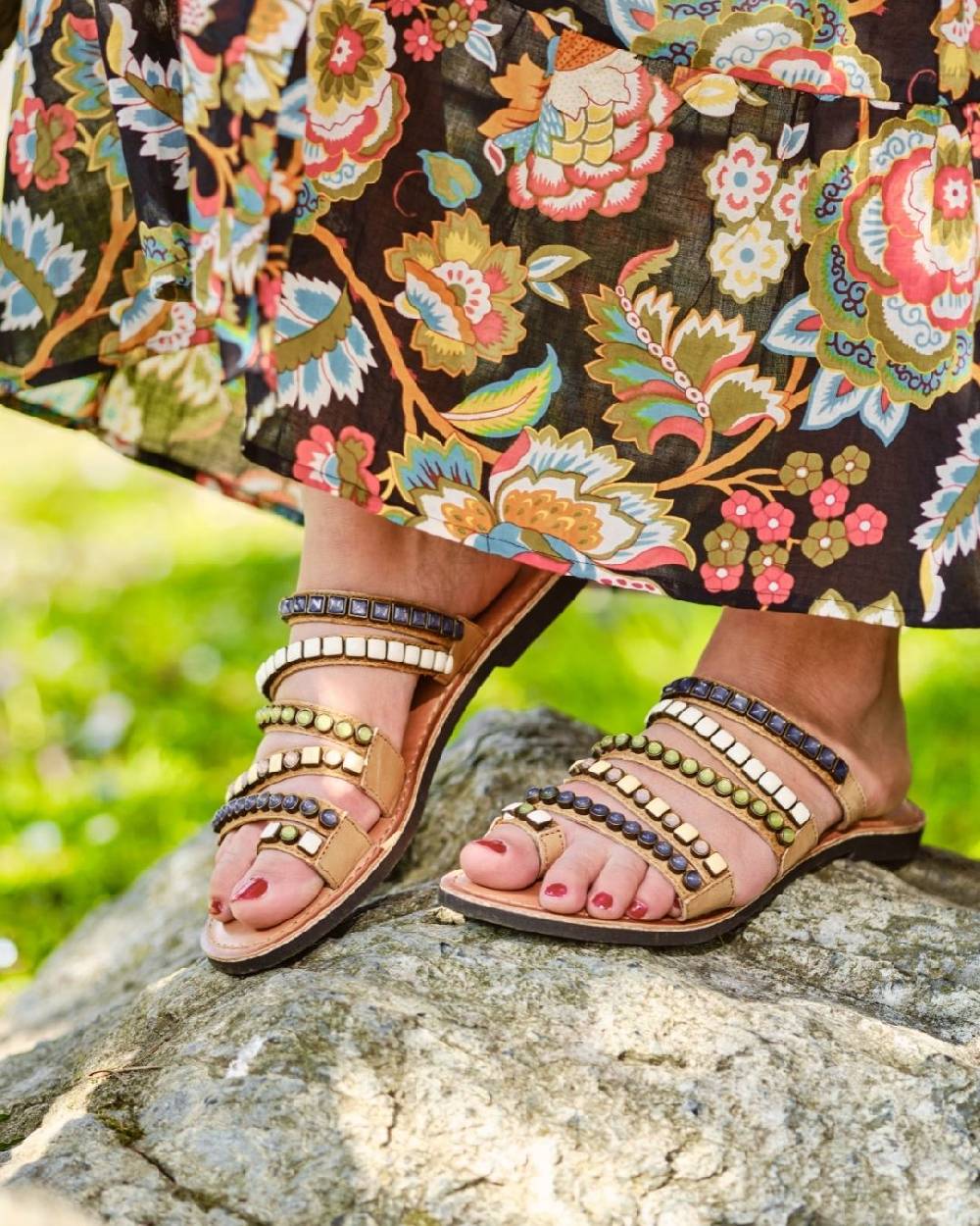 Ordi.to Accessori SANTORINI- sandalo con ricamo pietre