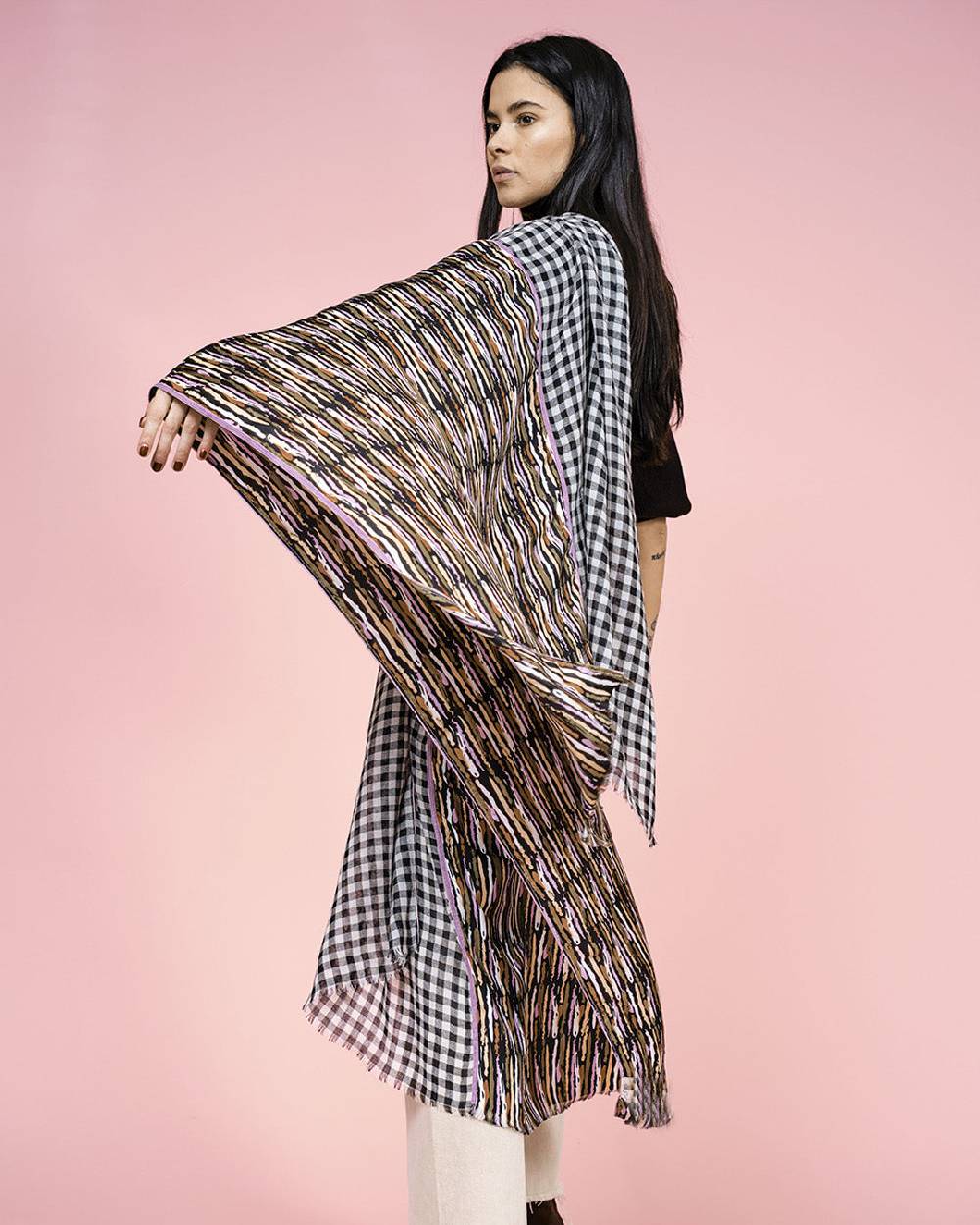 Ordi.to Accessori TALLIN ROSA - Sciarpa in Seta e Lana