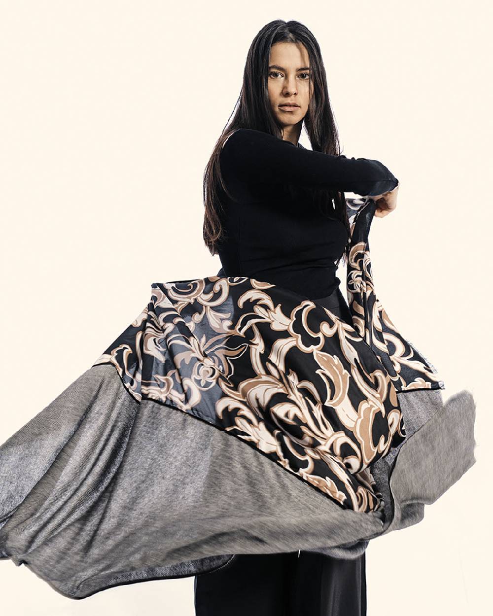 Ordi.to Accessori TORINO NERA - Sciarpa in Seta e Lana