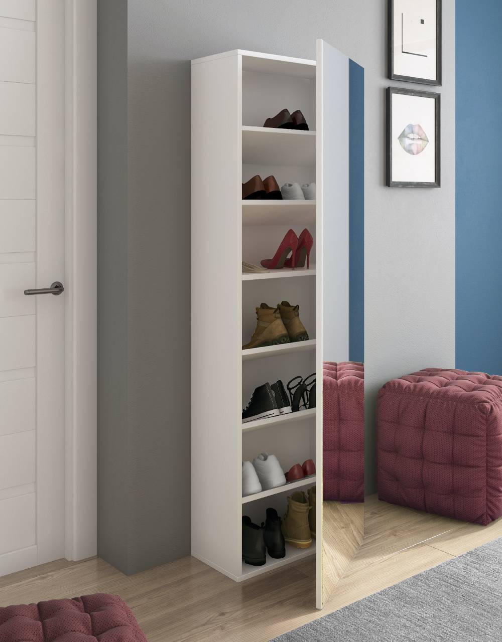 Oresteluchetta GUARDAROBA / SCARPIERA A COLONNA CON SPECCHIO MAYFAIR