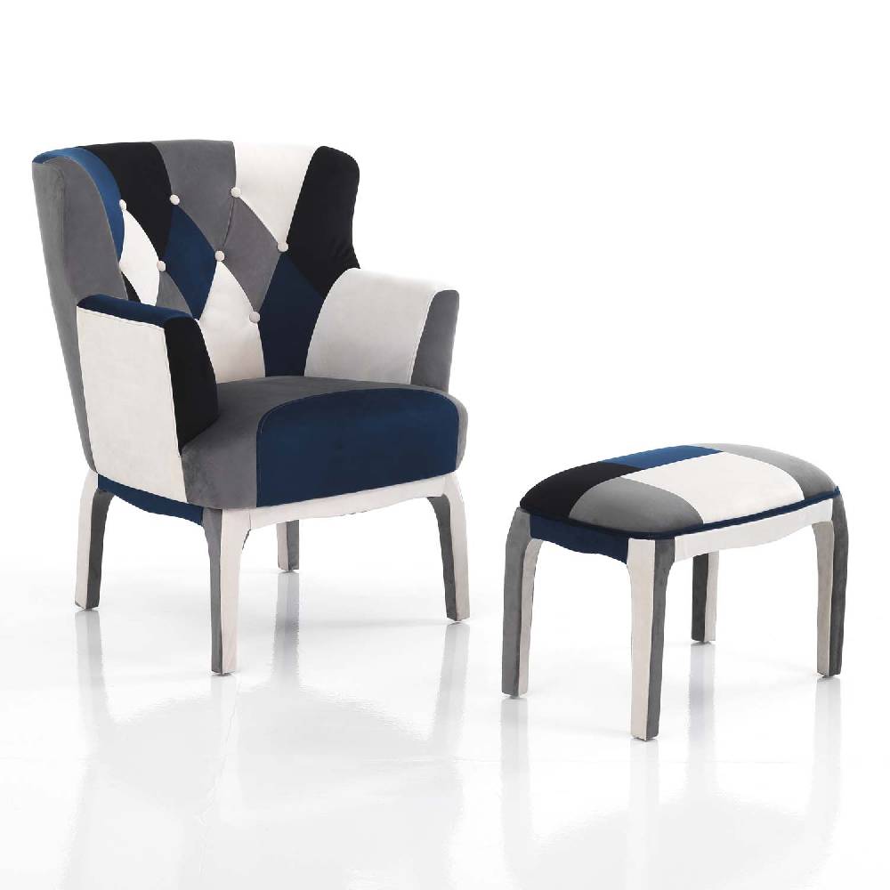 Oresteluchetta poltrona + pouf LIAM BLUE
