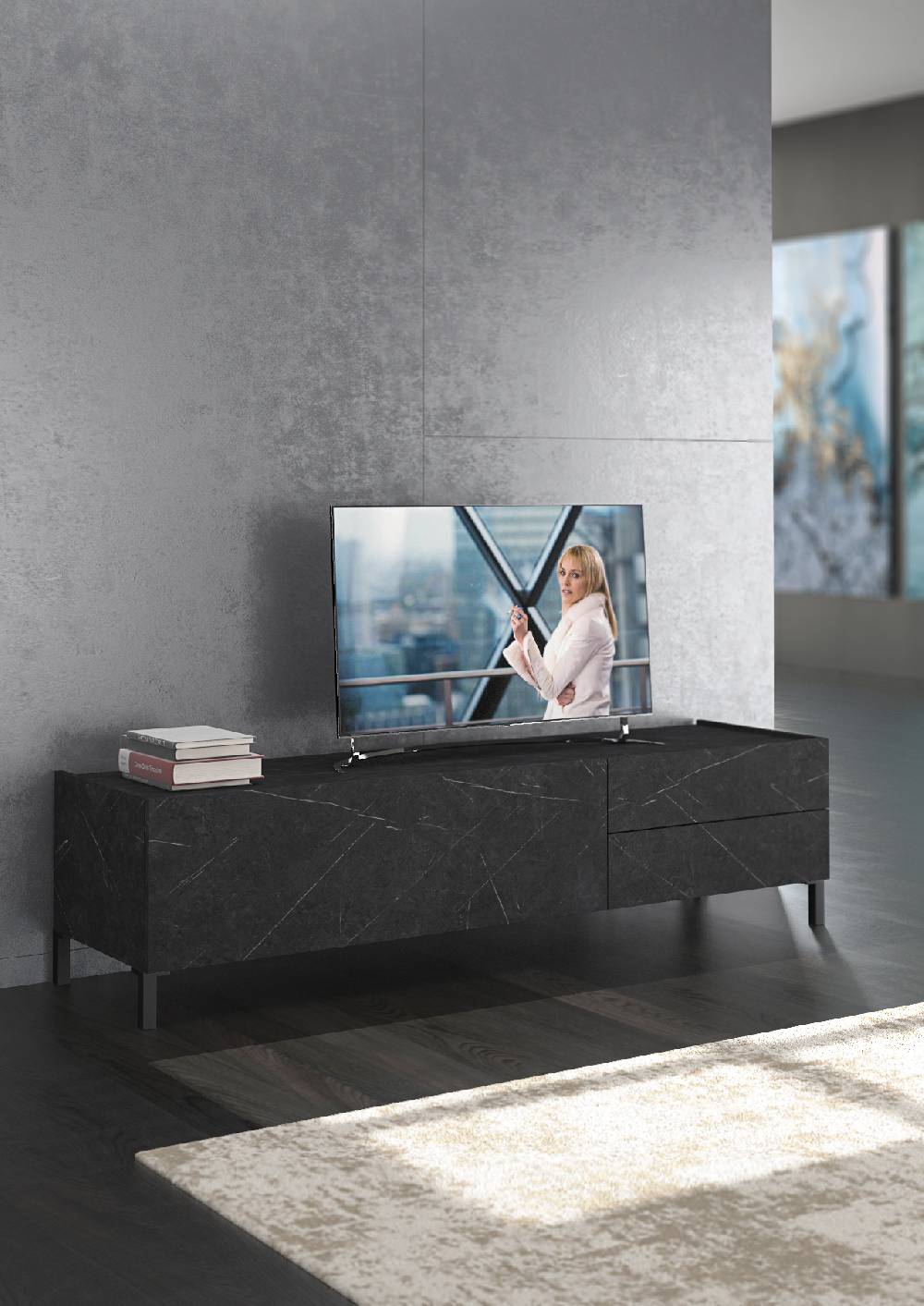 Oresteluchetta PORTA TV BURHAM BLACK MARBLE