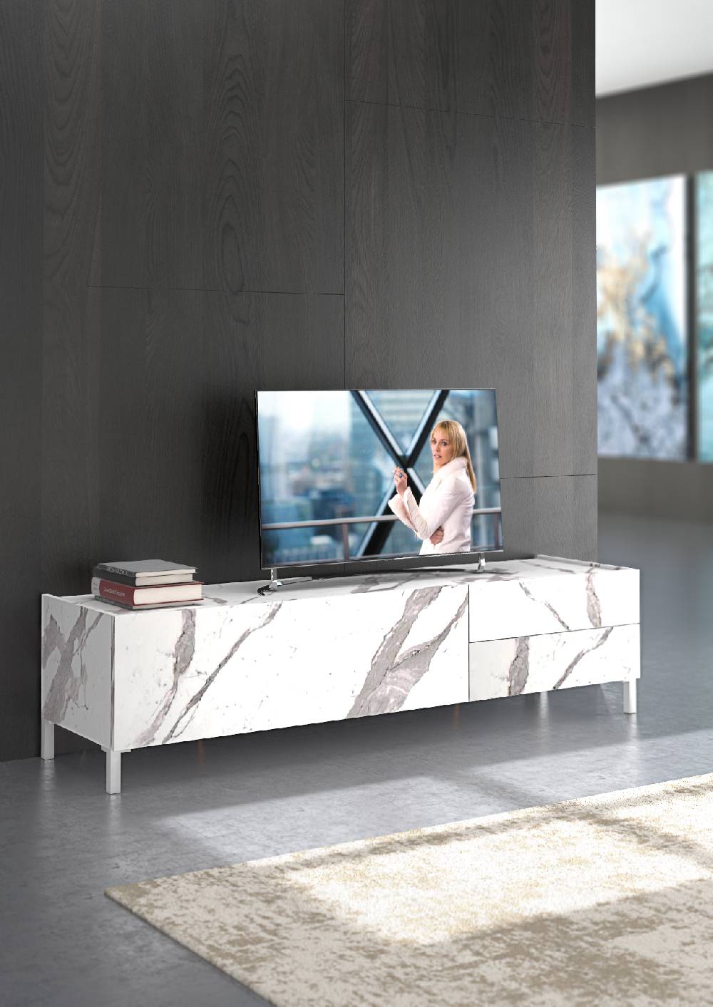 Oresteluchetta PORTA TV BURHAM WHITE MARBLE