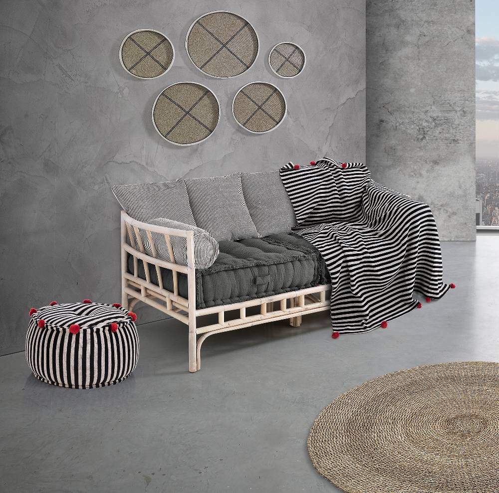 Oresteluchetta Pouf Rotondo STRIPE-B CORAL