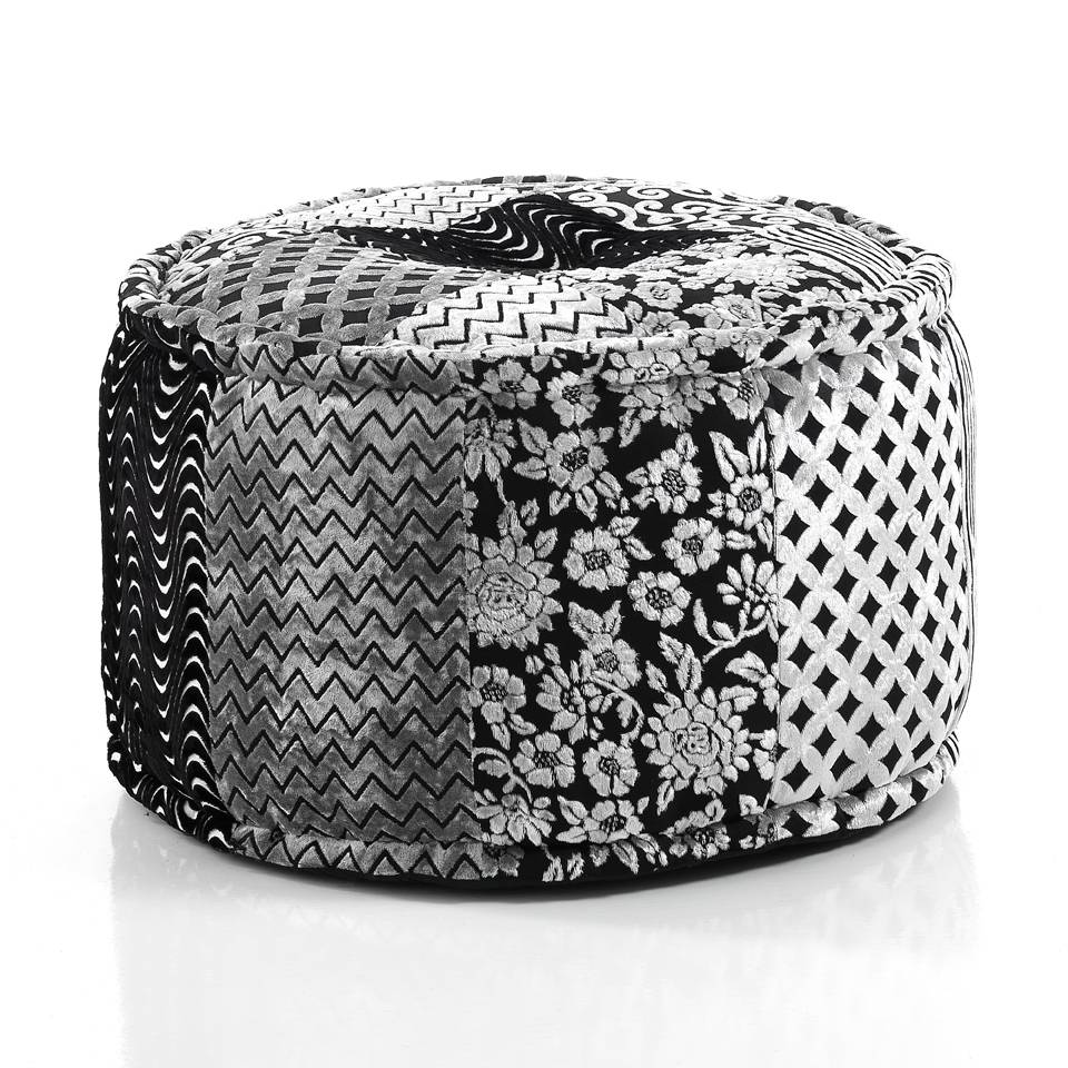 Oresteluchetta Pouf rotondo YANTRA BLACK/GREY
