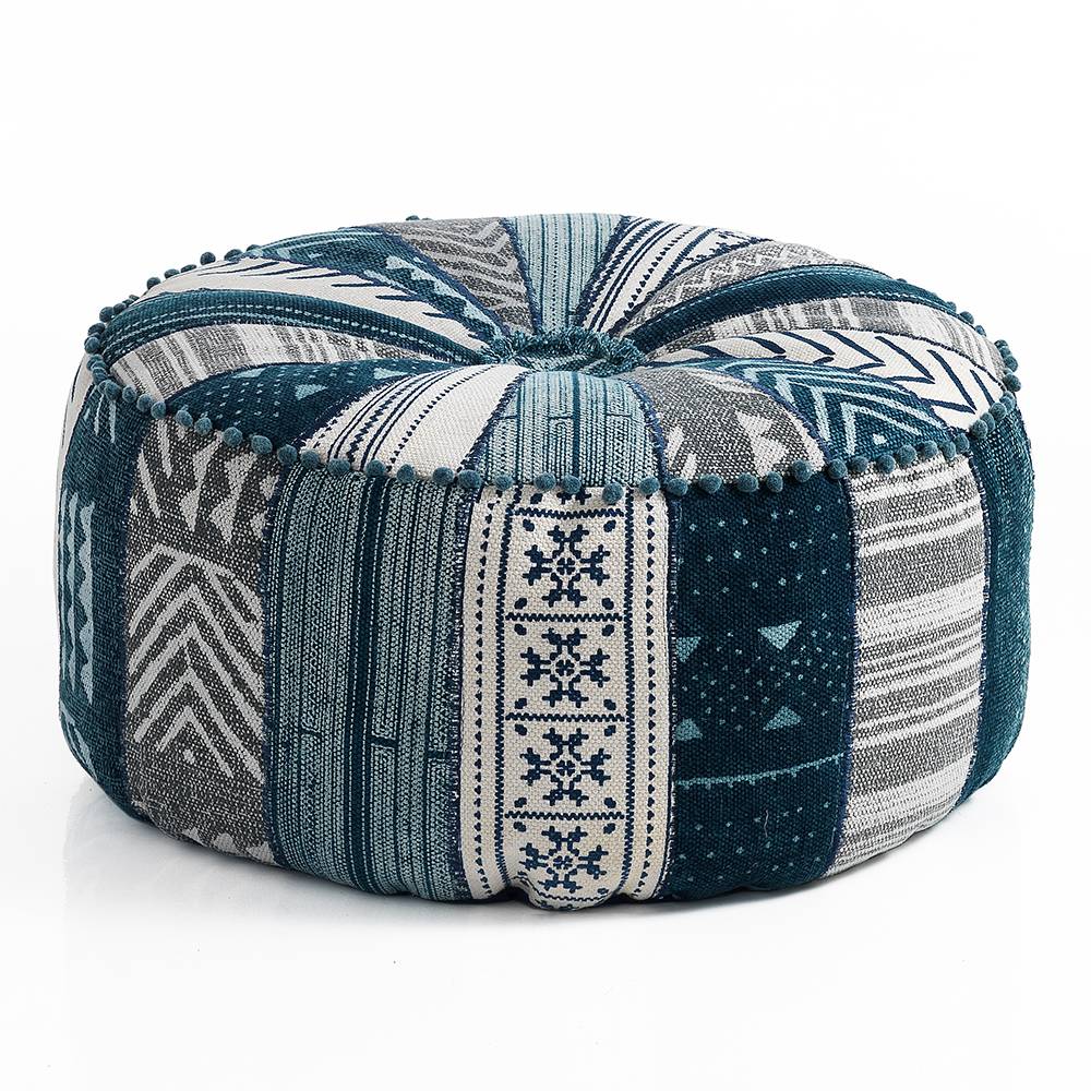 Oresteluchetta Pouf rotondo YANTRA BLUE PATCH