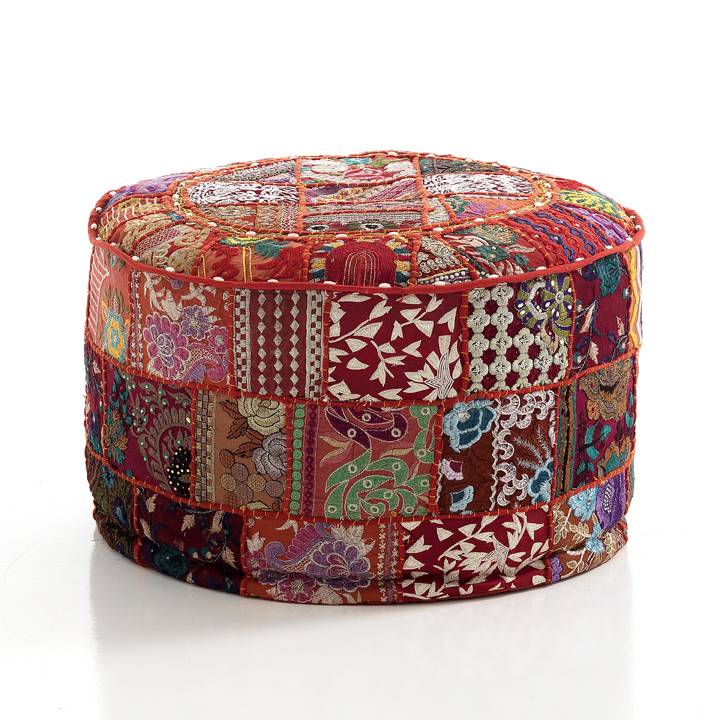 Oresteluchetta Pouf rotondo YANTRA RED PATCH
