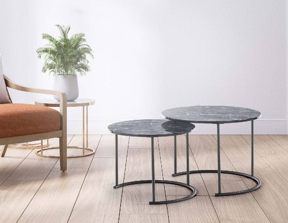 Oresteluchetta Set 2 Tavolini OMAHA BLACK MARBLE