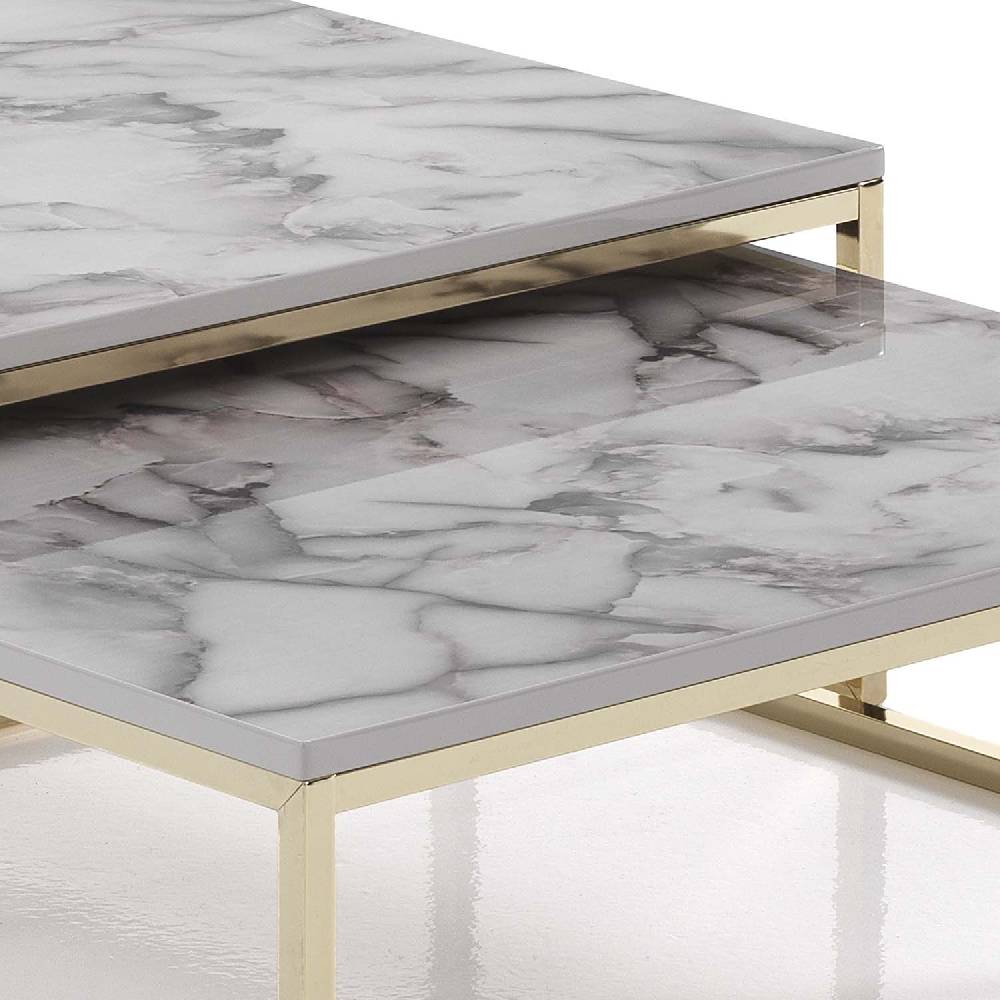 Oresteluchetta Set 2 Tavolini OMAHA WHITE MARBLE