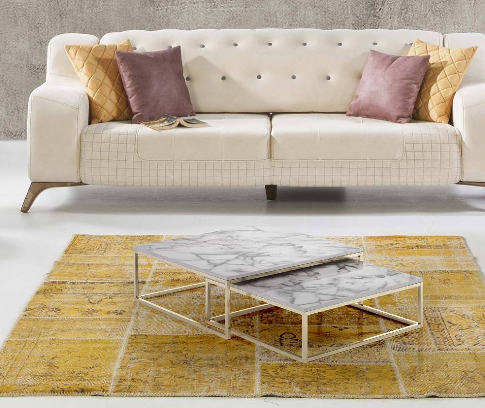 Oresteluchetta Set 2 Tavolini OMAHA WHITE MARBLE