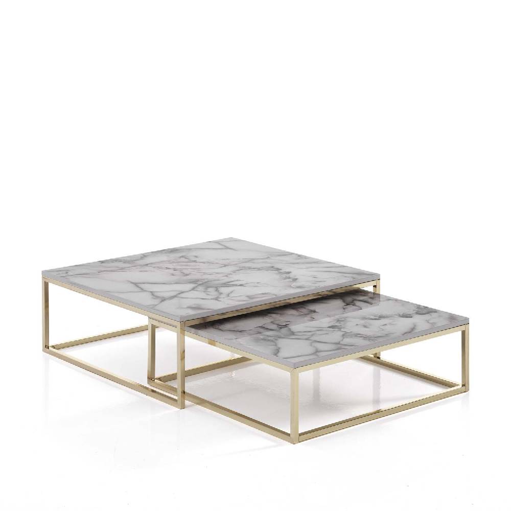 Oresteluchetta Set 2 tavolini OMAHA WHITE MARBLE