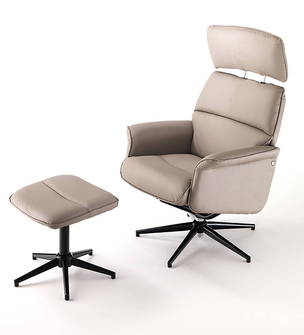 Oresteluchetta Poltrona Comfort Girevole Con Pouf NORY TORTORA