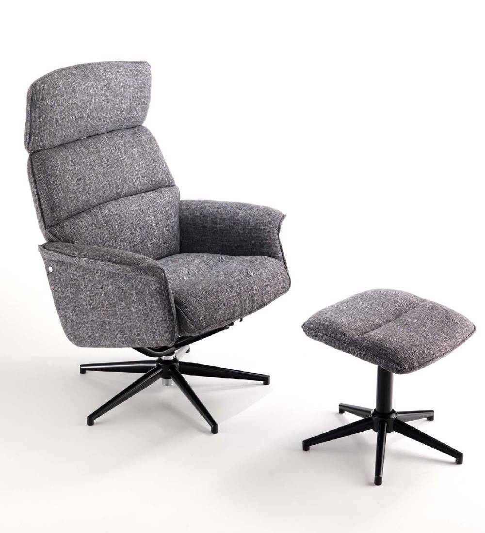 Oresteluchetta poltrona comfort girevole con pouf NORY