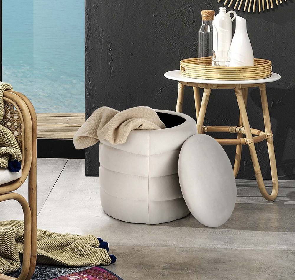 Oresteluchetta Pouf Imbottito Contenitore BURLEY WHITE