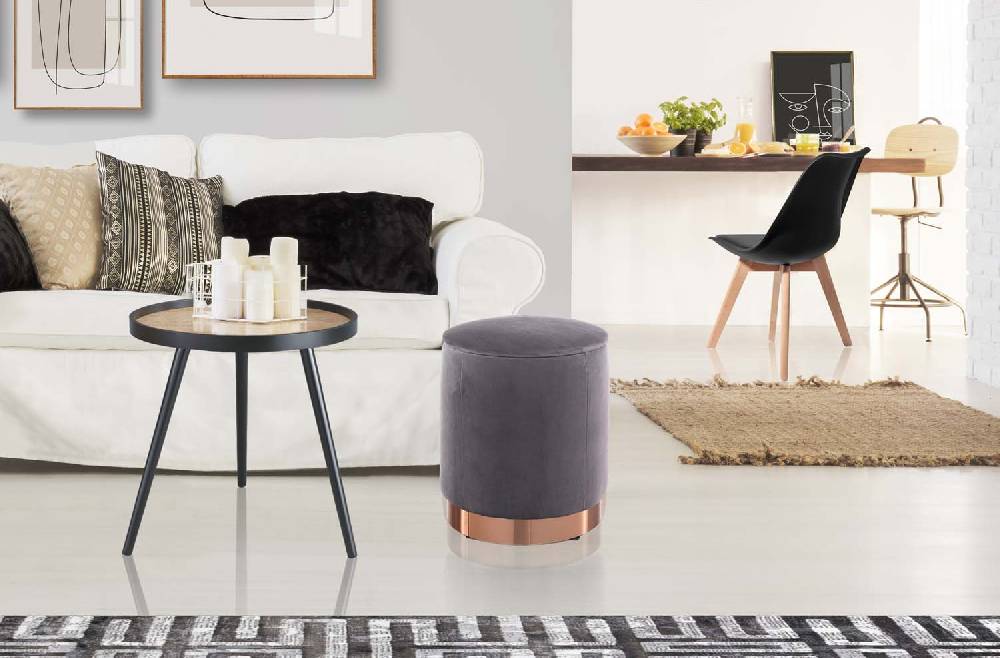 Oresteluchetta Pouf Imbottito Contenitore OHIO GREY