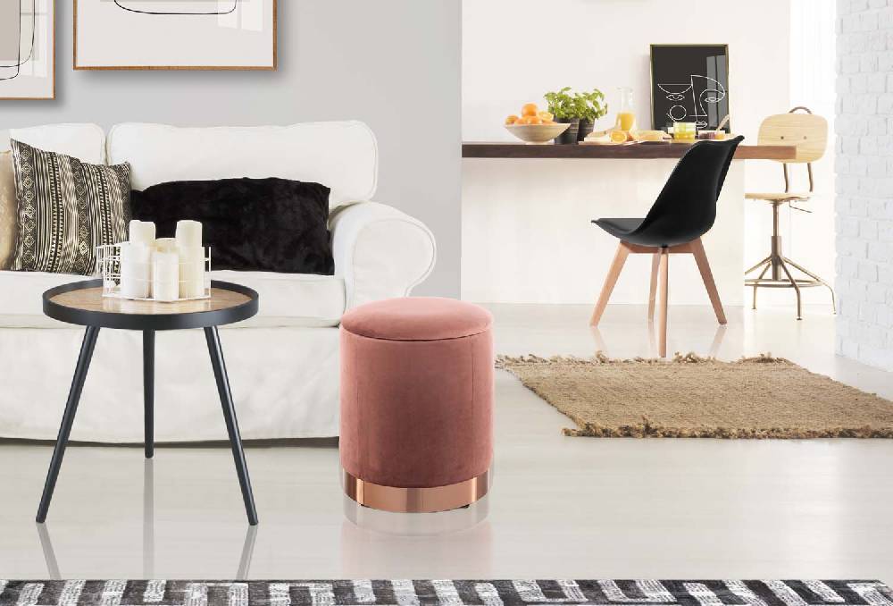 Oresteluchetta Pouf Imbottito Contenitore OHIO PINK