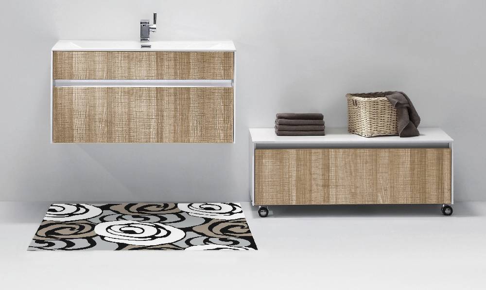 Oresteluchetta TAPPETO BAGNO/SCENDILETTO GREY FLOWERS 60X110