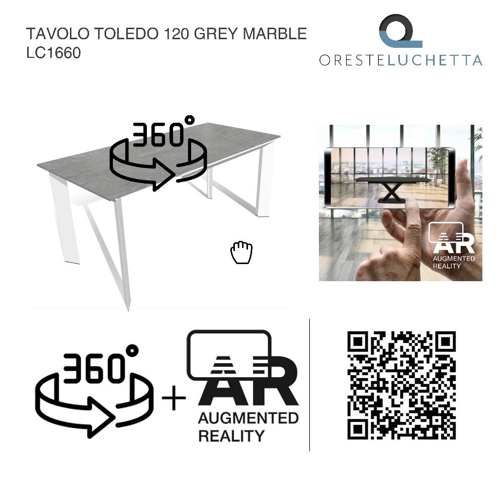 Oresteluchetta TAVOLO ALLUNGABILE TOLEDO 120 GREY MARBLE