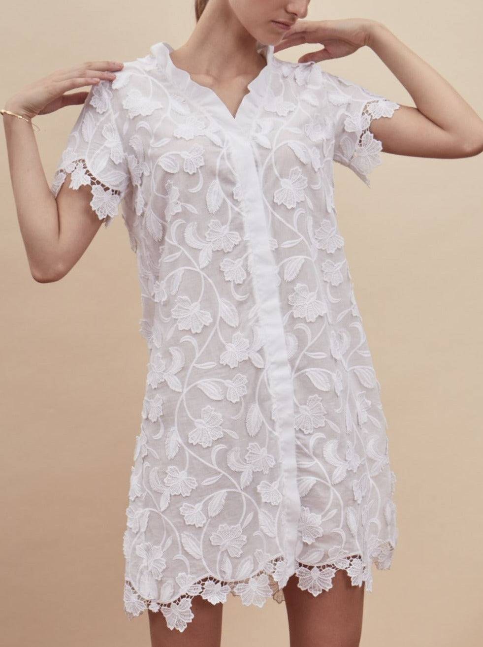 Oscalito Abito In Puro Cotone Ricamato Fantasia 4916