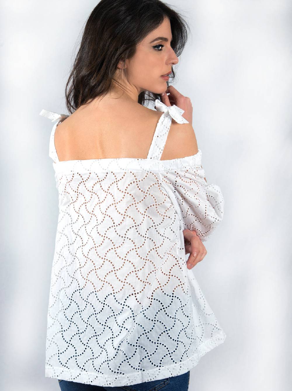 Oscalito Camicia Tre Quarti Scollo Barca In Pizzo Sangallo 4552