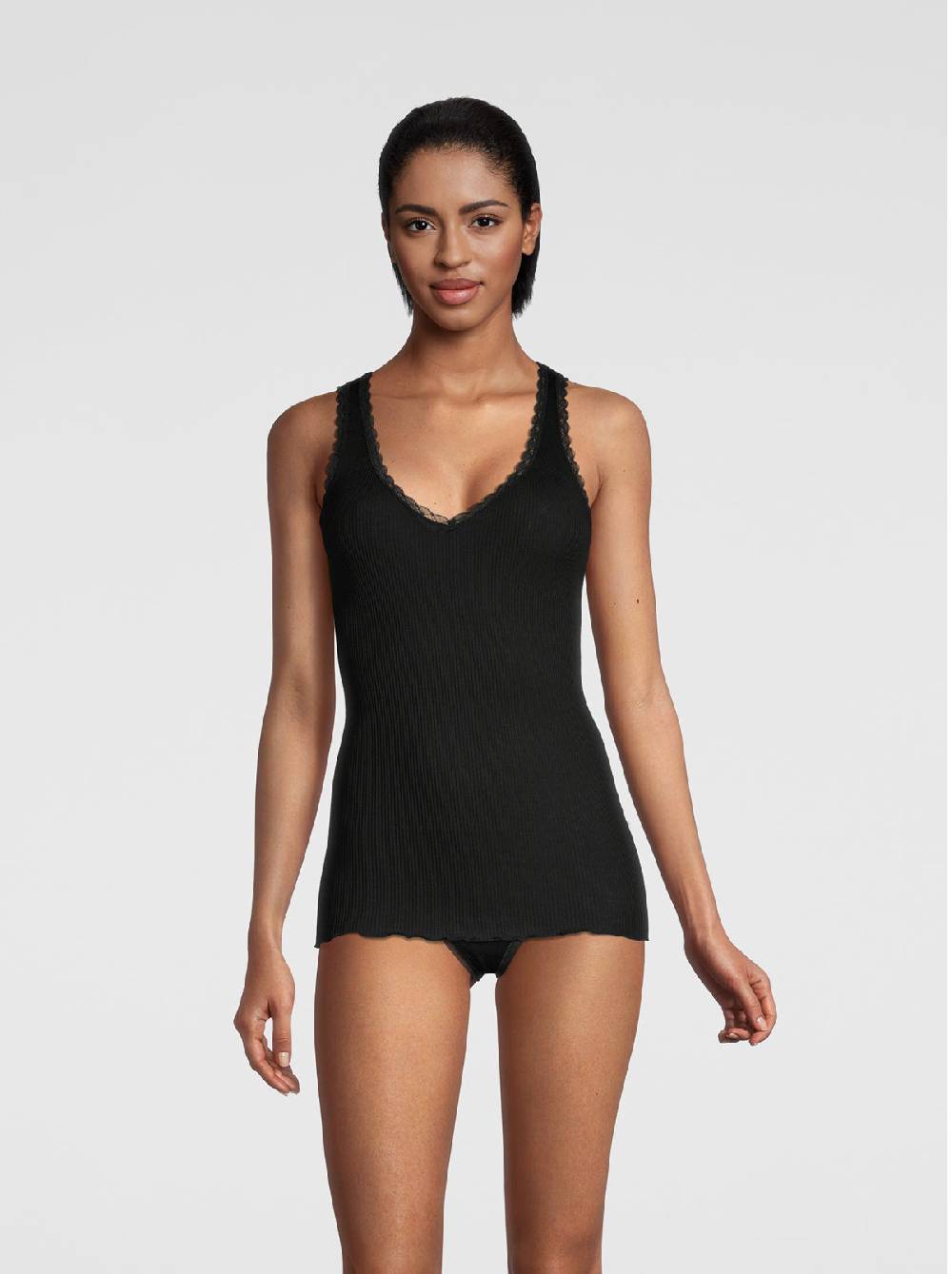 Oscalito Canotta Filoscozia® Scollo A V Con Micro Pizzo Leavers 3172