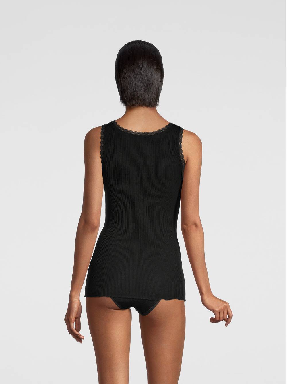 Oscalito Canotta Filoscozia® Scollo A V Con Micro Pizzo Leavers 3172