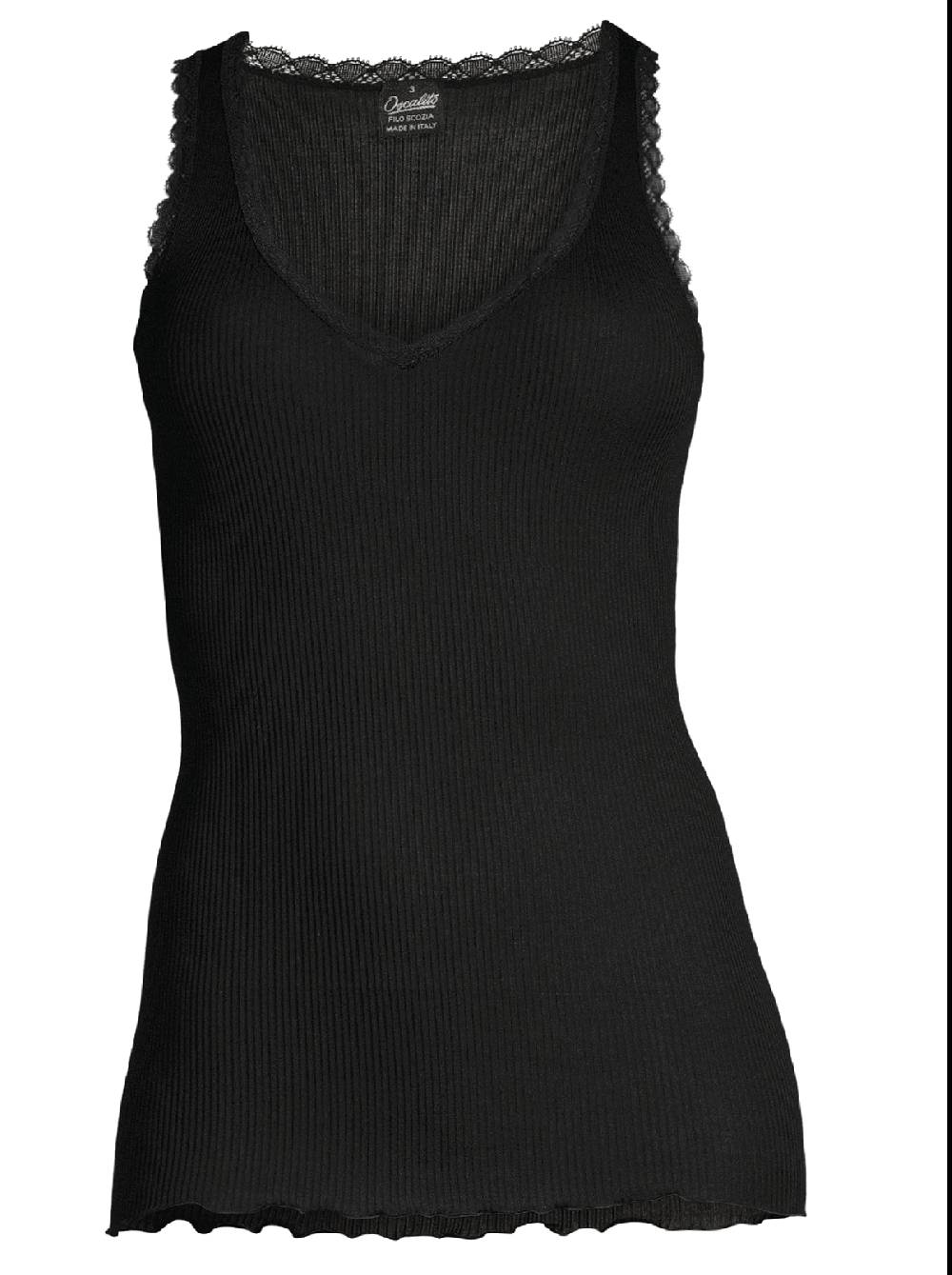 Oscalito Canotta Filoscozia® Scollo A V Con Micro Pizzo Leavers 3172