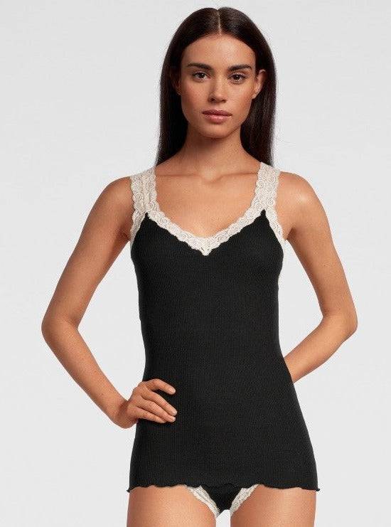 Oscalito Canotta in lana e seta con pizzo leavers 3403