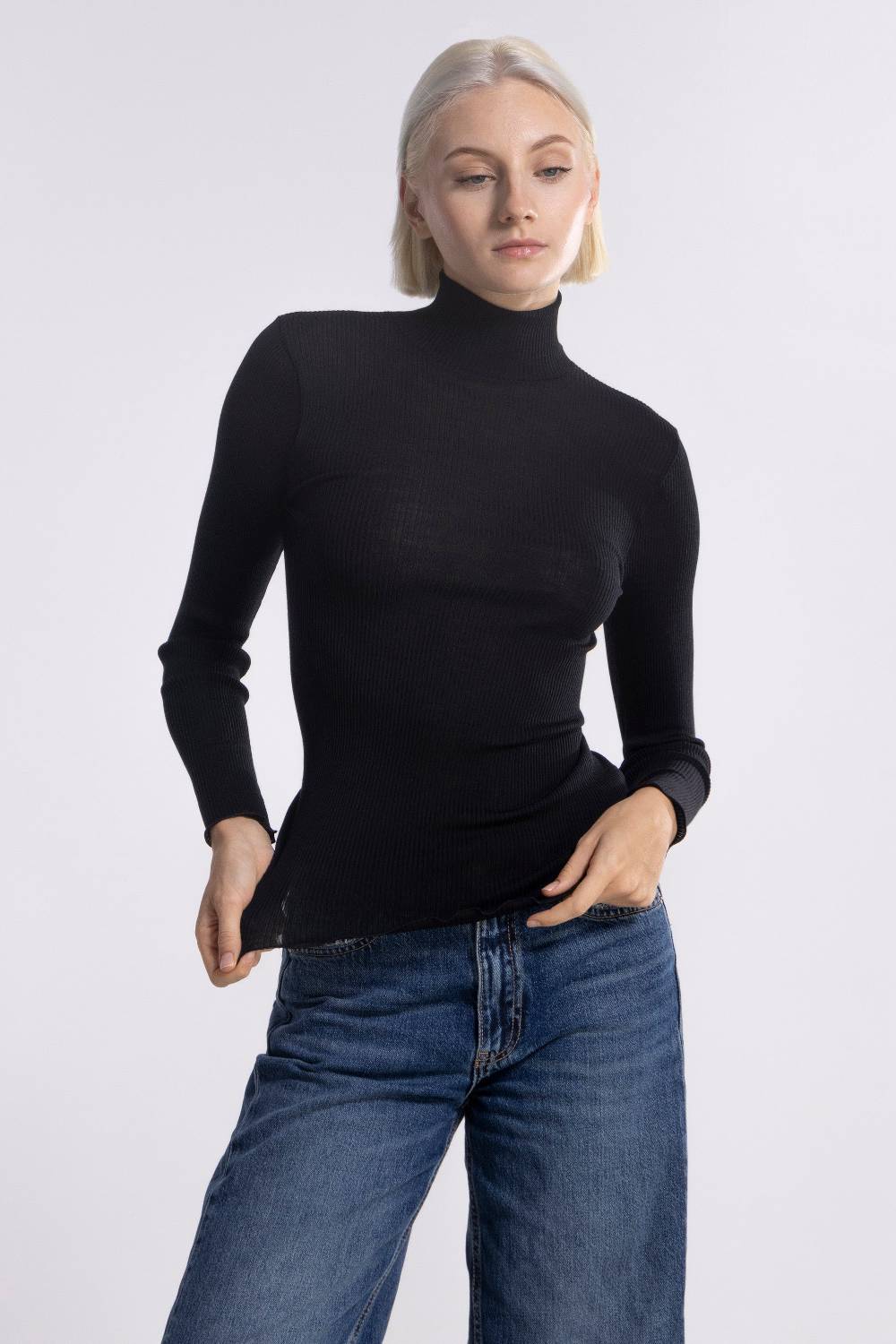 Oscalito Dolcevita Lupetto Tubolare Maniche Lunghe Lana E Seta 3429