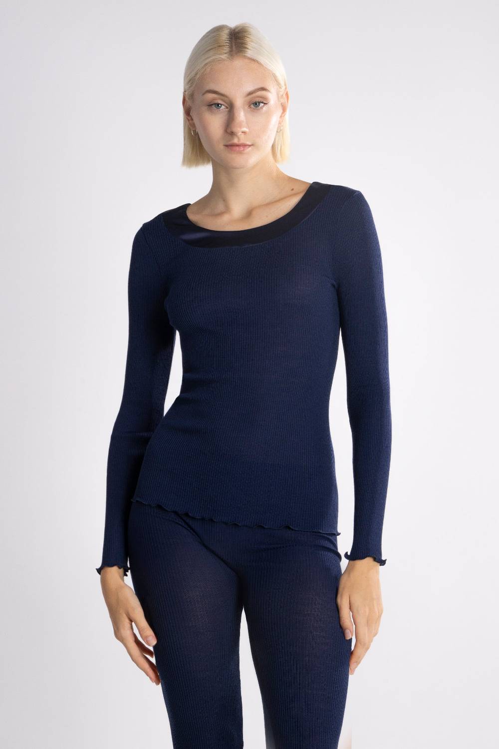 Oscalito Elegante Camicia A Maniche Lunghe Con Bordi In Raso 5304