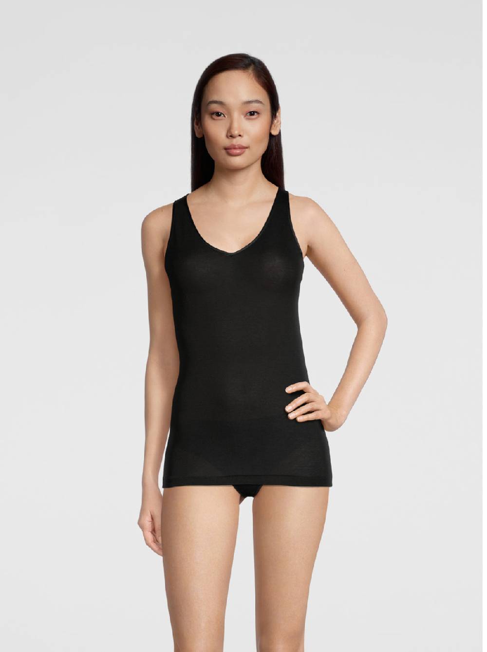 Oscalito Filoscozia Canotta Scollo A V Passamaneria Raso 542